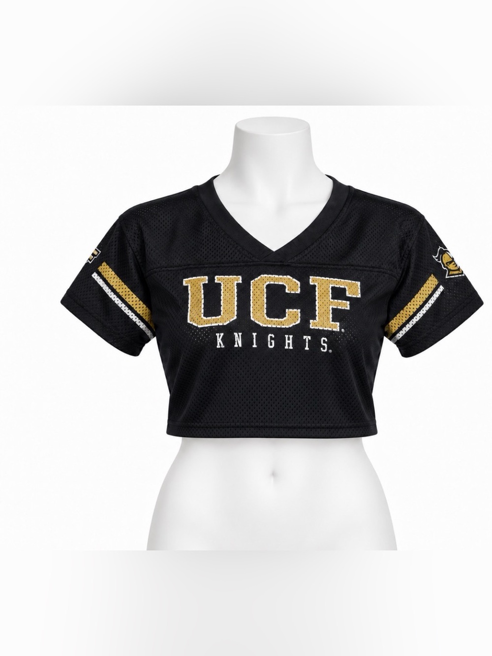 NWT UCF Knights Women’s Cropped Football Jersey Black Gold Medium